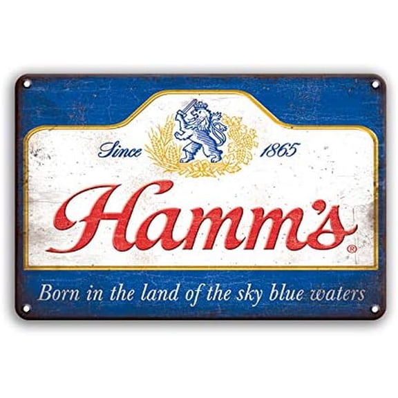 Hamm's Beer Born in land of the sky blue waters Vintage Metal Tin Sign 12 x 8In