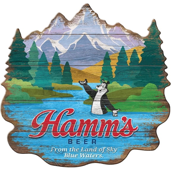 Desperate Enterprises Hamms Scene MDF Wood Wall Sign 22.25 x 23 Inch Vintage Brewery Decor Multicolor Indoor Die Cut Wall Art