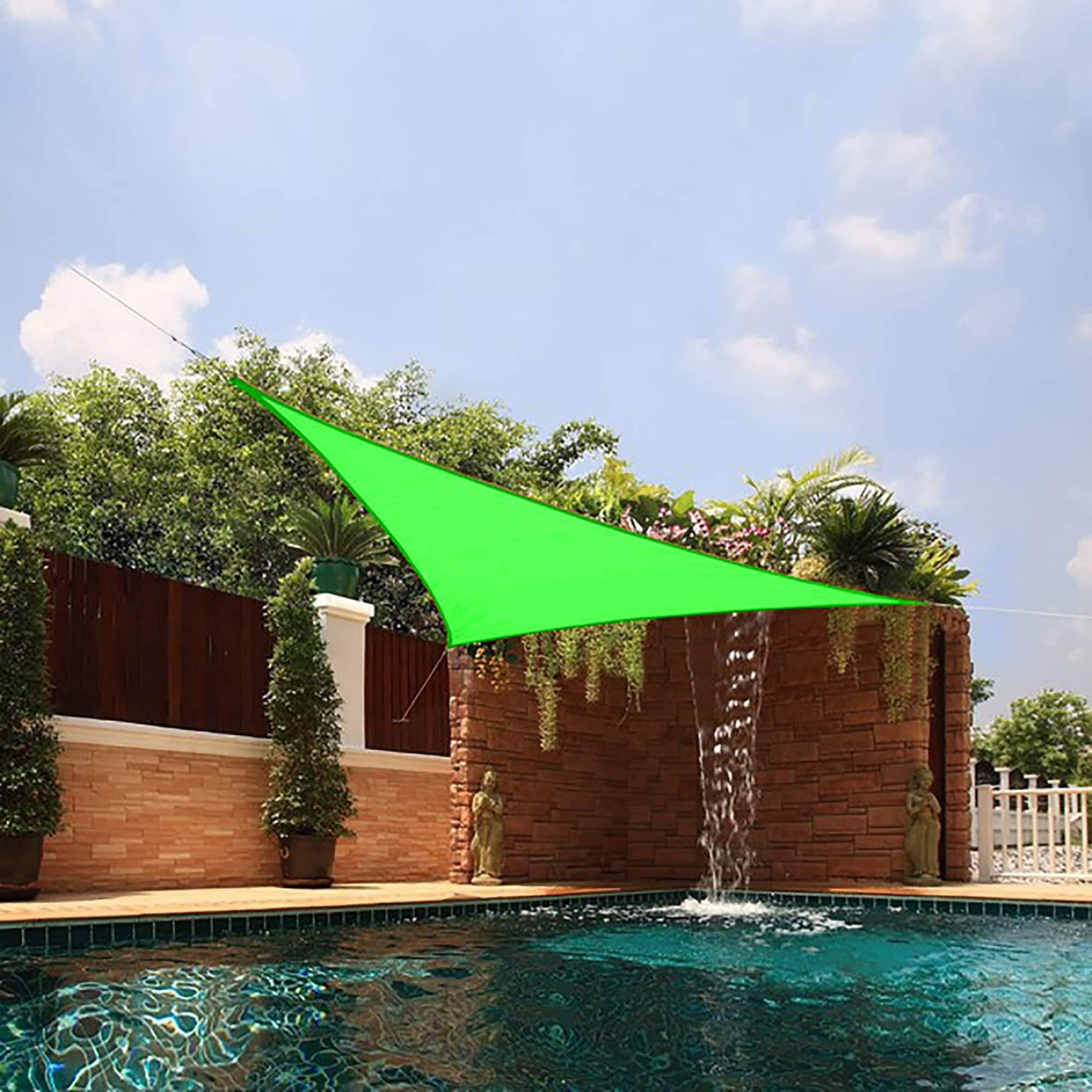 Lime Green Woven Polyethylene Triangle Patio Sun Shade