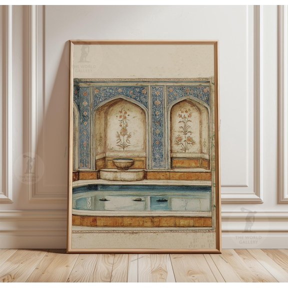 Hammam Interior Ornate Arches Pool Mediterranean Tile Poster