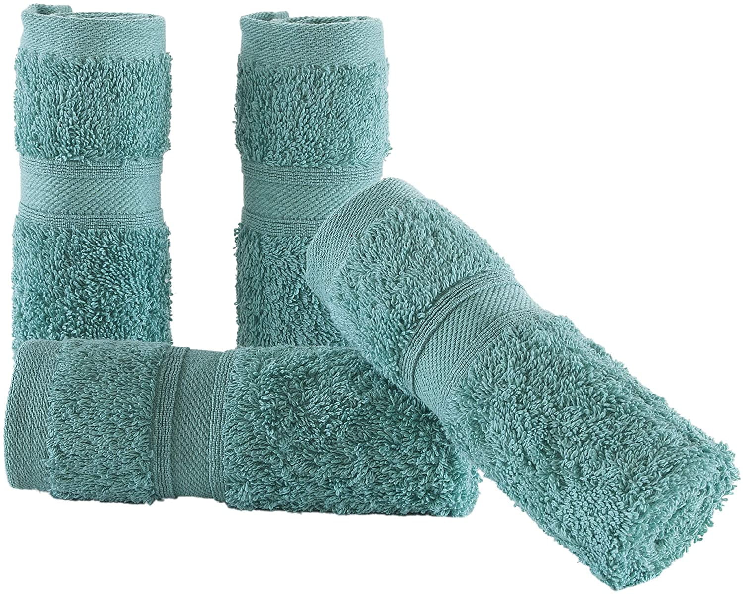 Hammam Linen 4 Piece Washcloths Towels Set - Water Green - Perfect for Daily Use