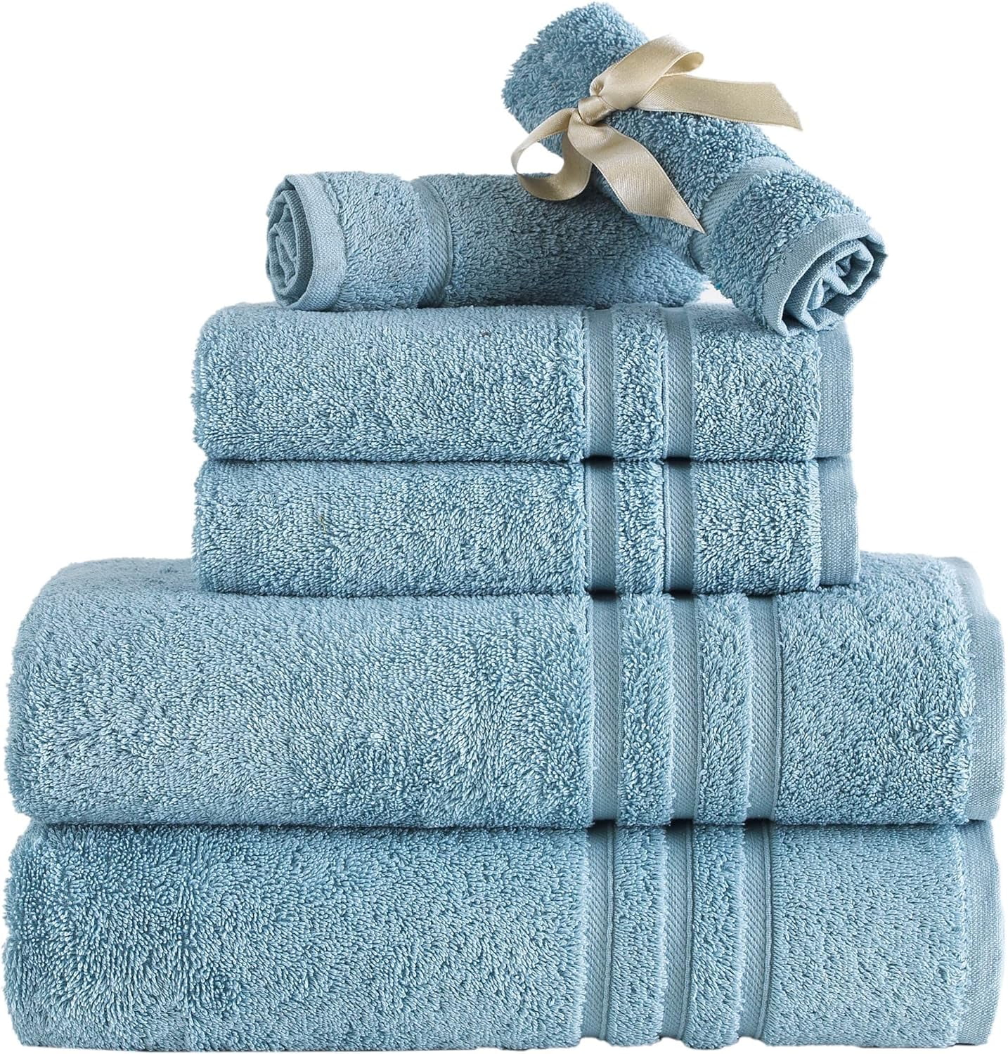 Hammam Linen Green Bath Towels Set 6-Piece Original Turkish Cotton Soft,  Absorbent and Premium Towel for Bathroom and Kitchen 2 Bath Towels, 2 Hand  Towels, 2 Washcloths 