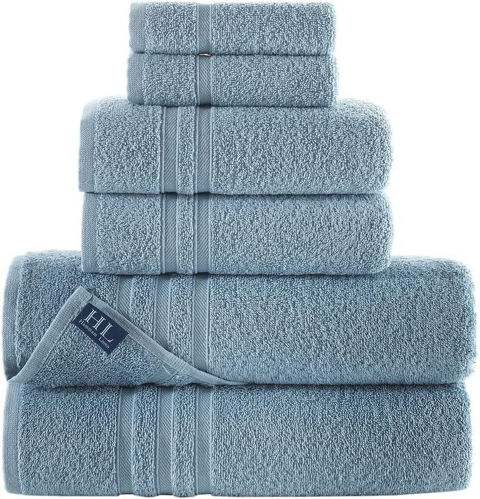 Hammam Linen Baby Blue Bath Towels Set 6Piece Original Turkish Cotton