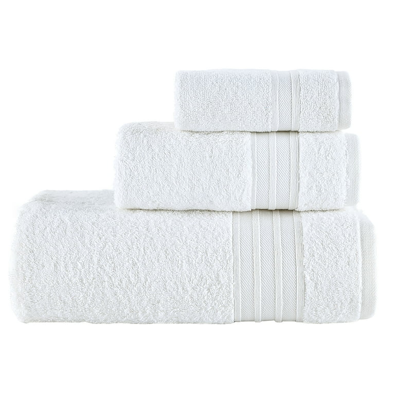 Hammam Linen Bath Towel Set 3 Pieces White Soft Fluffy, Absorbent and Quick  Dry 
