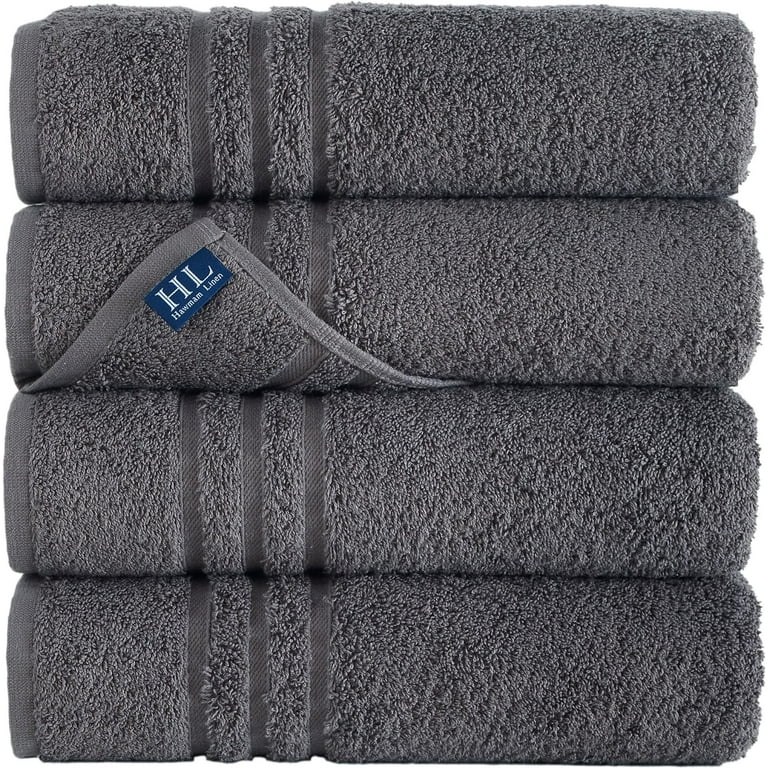 Hammam Linen Bath Towels 4 Piece Set Cool Grey Soft Fluffy, Absorbent and  Quick Dry Perfect for Daily Use