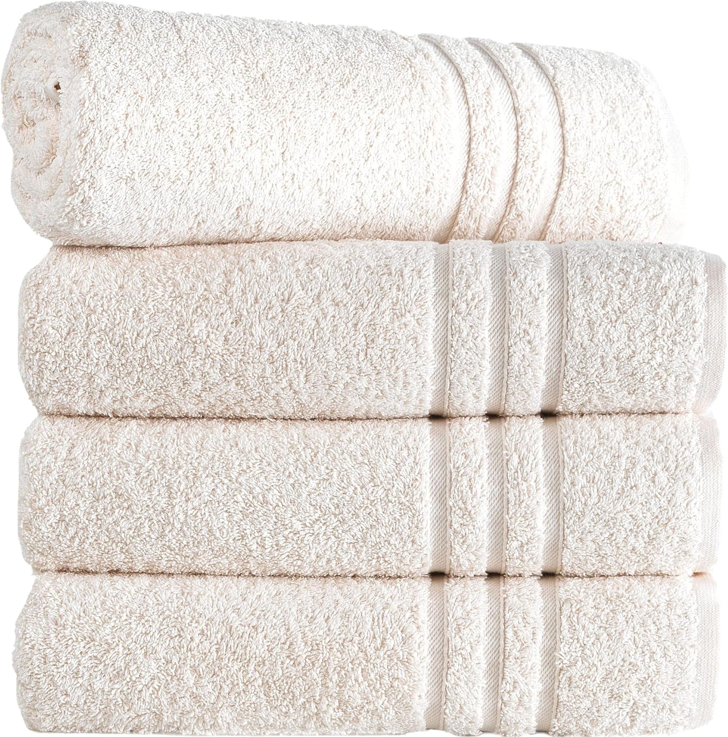 Hammam Linen Beige Bath Towels 4 Pieces Luxurious Turkish Cotton Bath