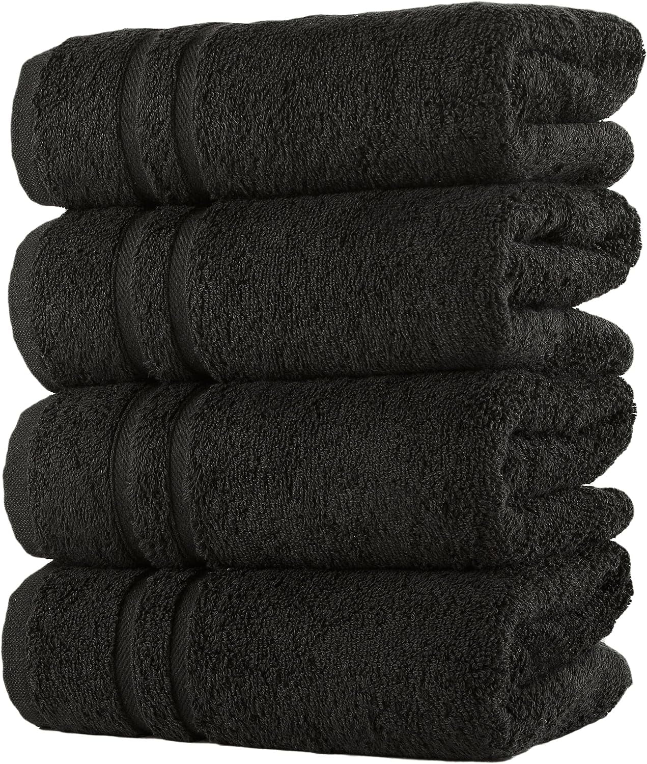 Hammam Linen Black Hand Towels Set of 4 Luxury Cotton Hand Towels for