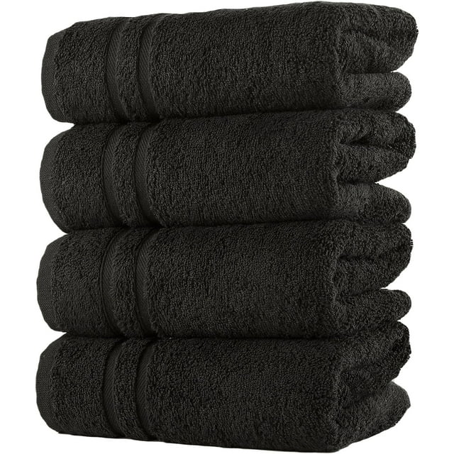 Hammam Linen Black Hand Towels Set of 4 Luxury Cotton Hand Towels for