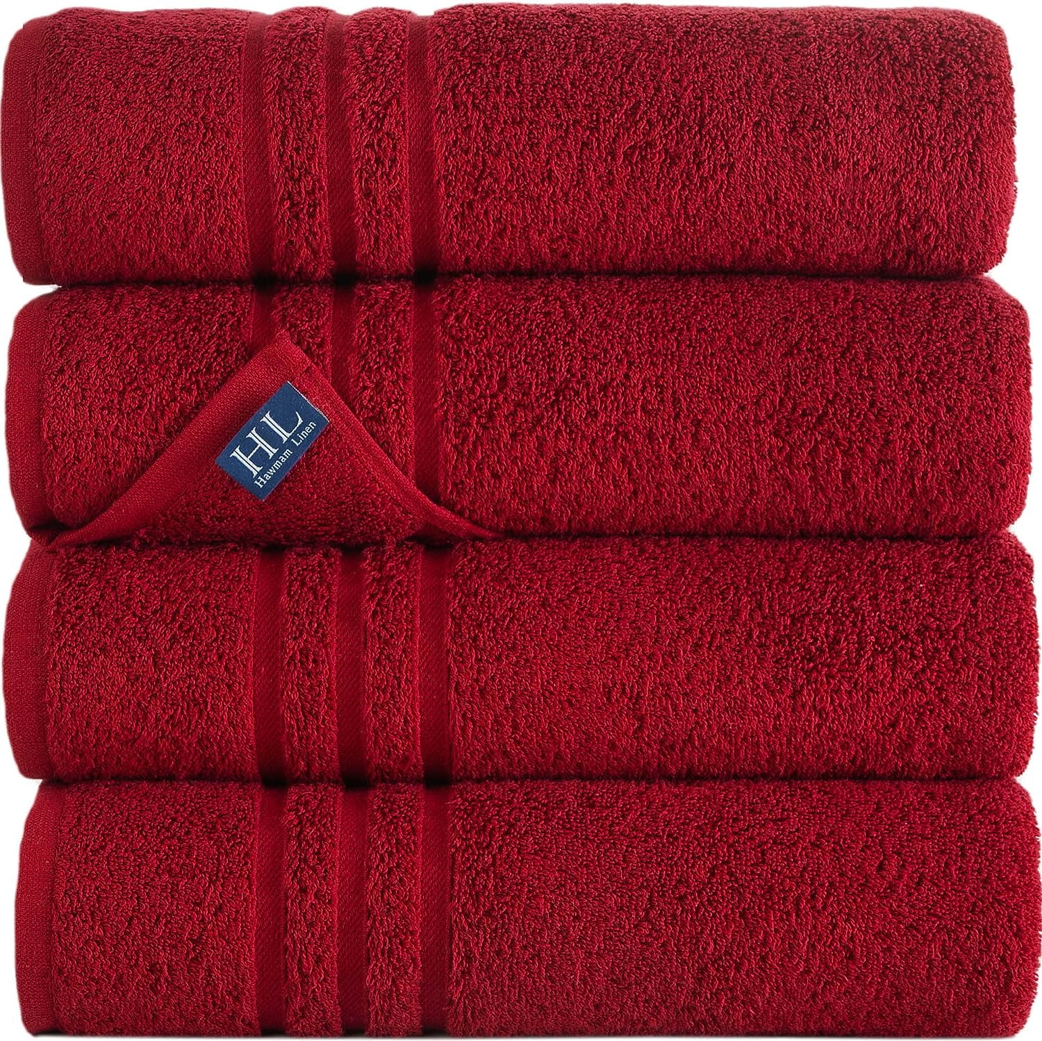 Hammam Linen Burgundy Bath Towels 4 Pieces Luxurious Turkish Cotton