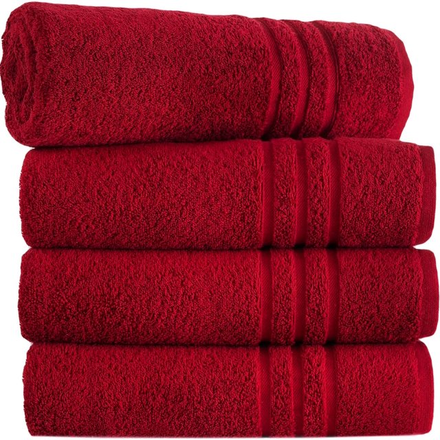 Hammam Linen Burgundy Bath Towels 4 Pieces Luxurious Turkish Cotton