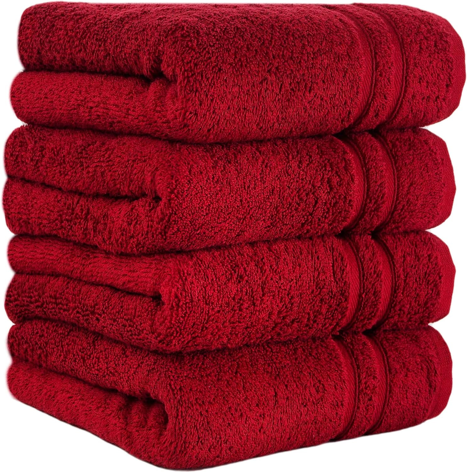 Hammam Linen Burgundy Hand Towels Set of 4 Luxury Cotton Hand Towels for Bathroom Soft Quick