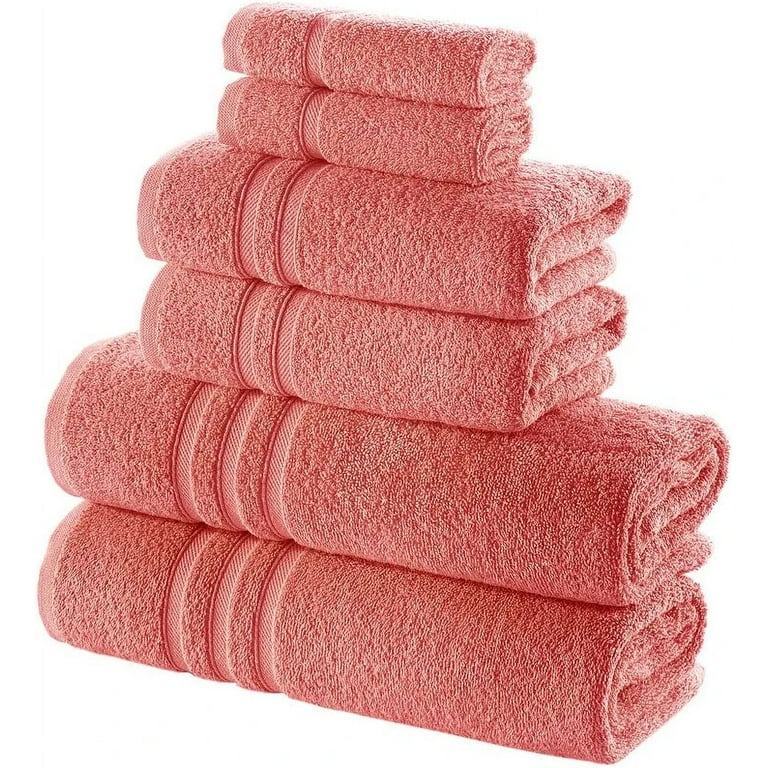 Cotton Paradise Hand Towels for Bathroom, 100% Turkish Cotton 16x28 inch 4  Piece Hand Towel Set, Soft Absorbent Face Towel Clearance Set, Coral Hand