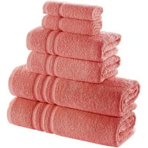 Hammam Linen Coral Bath Towels Set 6-Piece Original Turkish Cotton Soft, Absorbent and Premium Towel for Bathroom and Kitchen 2 Bath Towels, 2 Hand Towels, 2 Washcloths