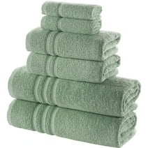 Hammam Linen Green Bath Towels Set 6-Piece Original Turkish Cotton Soft, Absorbent and Premium Towel for Bathroom and Kitchen 2 Bath Towels, 2 Hand Towels, 2 Washcloths