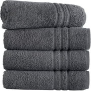 Hammam Linen Grey Bath Towels – 4 Pieces Luxurious Turkish Cotton Bath Towels – Quick Dry and Soft Towel Set for Daily Use