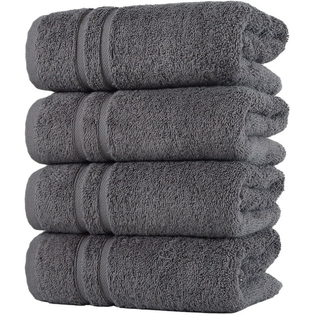 Hammam Linen Hand Towels Set Cool Grey Soft Fluffy, Absorbent and Quick ...