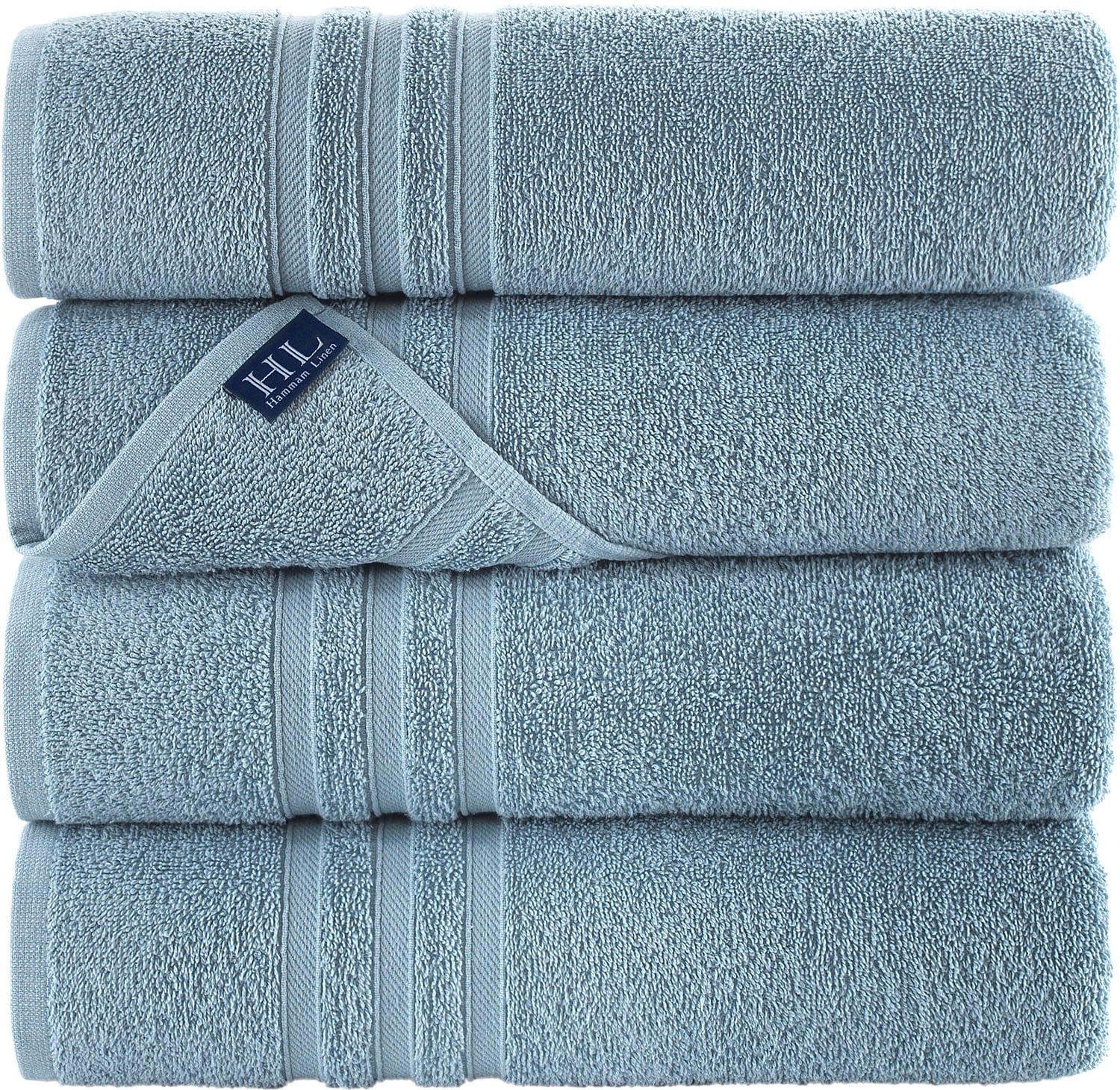 Hammam Linen Light Blue Bath Towels – 4 Pieces Luxurious Turkish Cotton ...