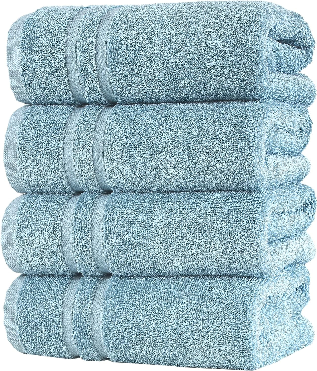 Towel and Linen Mart 4 Pieces Bath Towel Sets - Electric Blue - 2 ply Low  Twist Soft Feel Luxurious,Quick Dry, Extra Absorbent, 100% Ring Spun Cotton