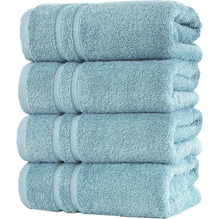 Hammam Linen Light Blue Hand Towels Set of 4 – Luxury Cotton Hand