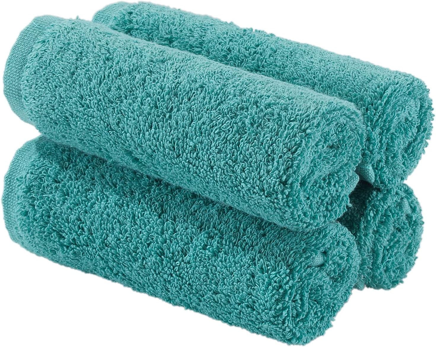 Hammam Linen Turquoise Wash Cloths for Your Face And Body Pack of 4 Luxury Turkish Cotton Face