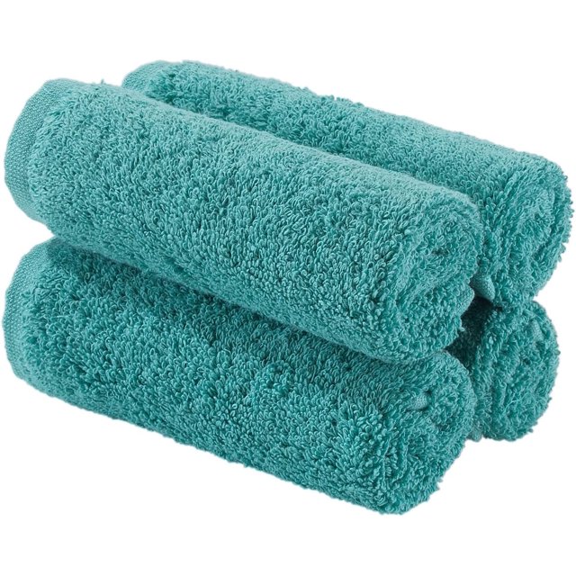 Hammam Linen Turquoise Wash Cloths for Your Face And Body Pack of 4