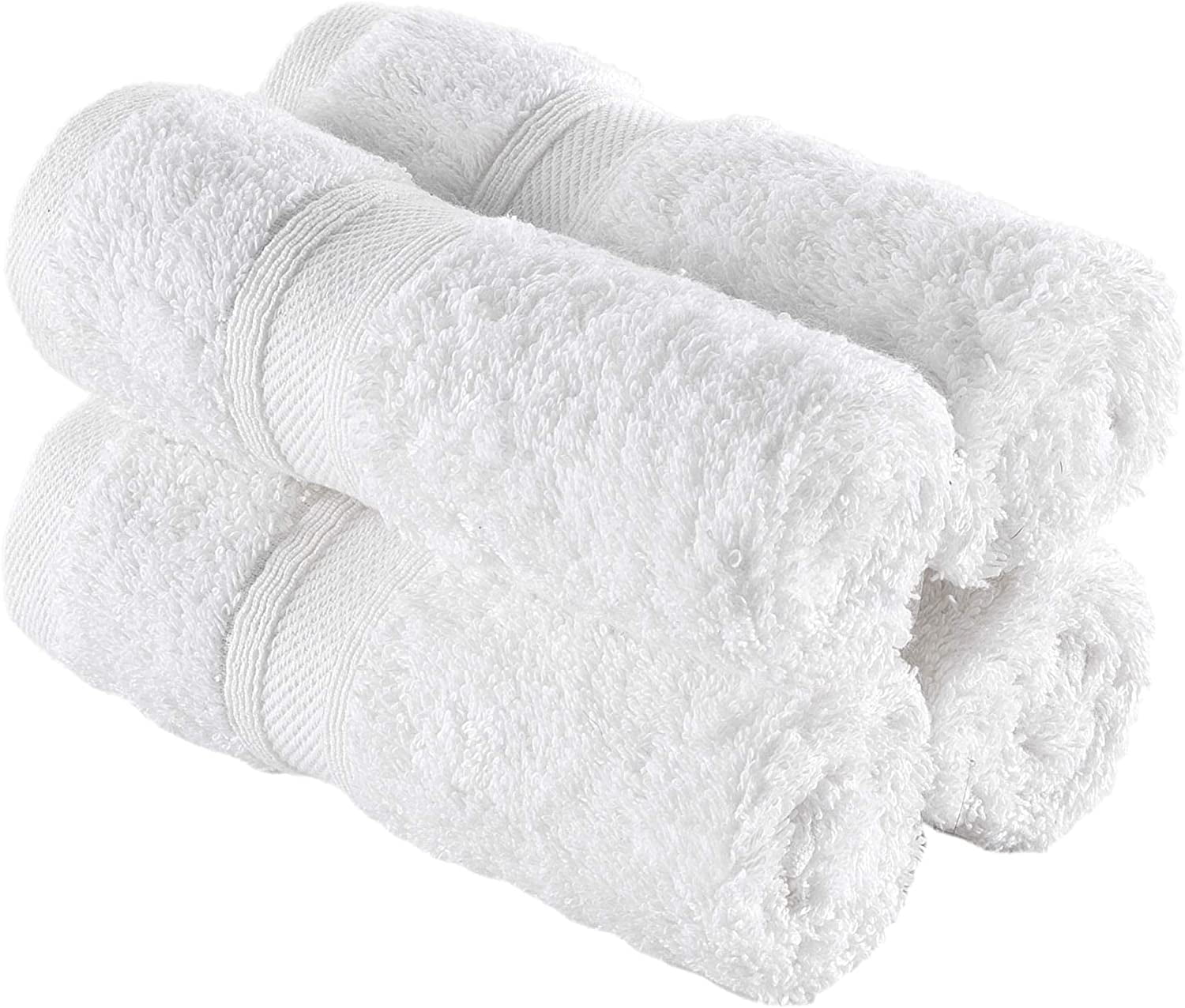 Hawmam Linen White Hand Towels 4-Pack -16 x 29 Turkish Cotton Premium  Quality Soft and Absorbent Small Towels for Bathroom