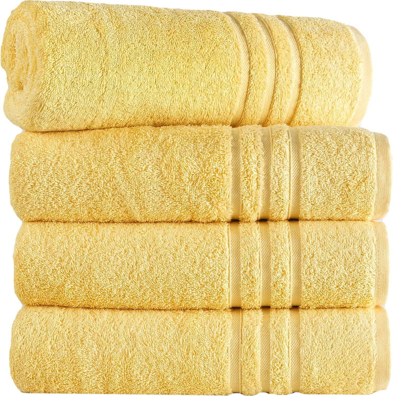 Hammam Linen Yellow Bath Towels 4 Pieces Luxurious Turkish Cotton