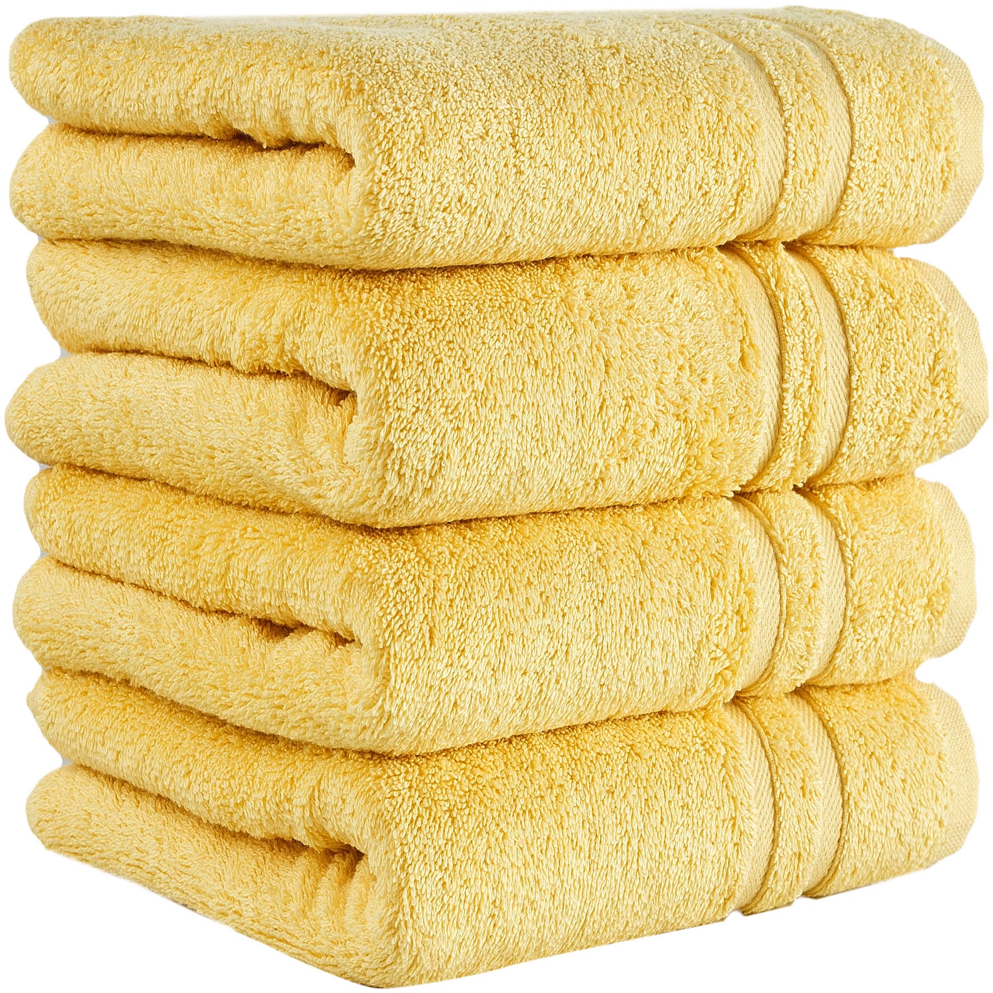 Hammam Linen Yellow Hand Towels Set of 4 Luxury Cotton Hand Towels