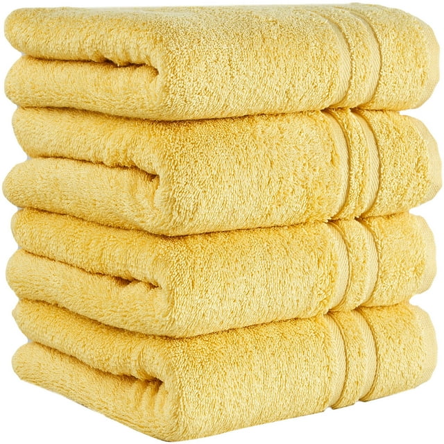 Hammam Linen Yellow Hand Towels Set of 4 Luxury Cotton Hand Towels for Bathroom Soft Quick