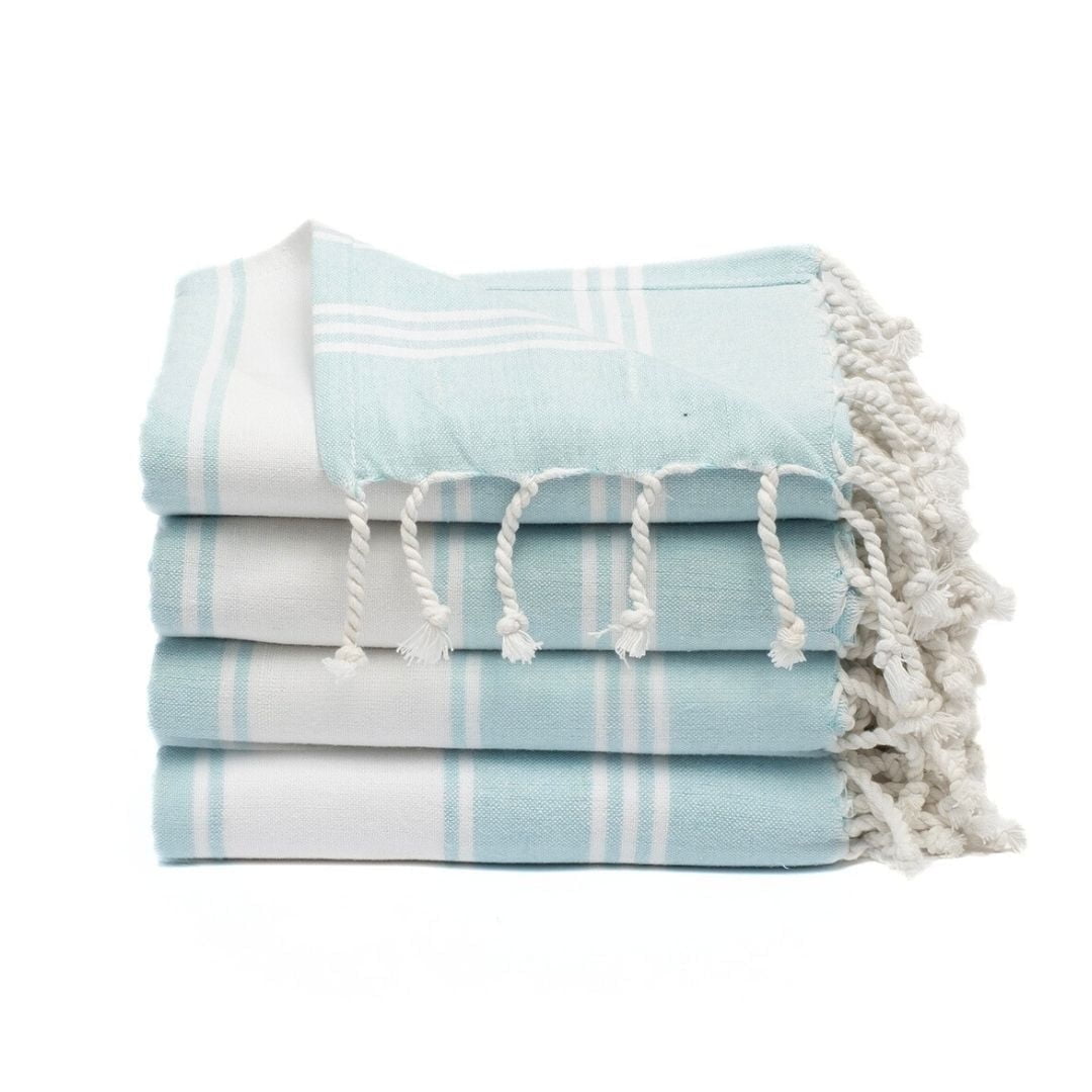 Top Cotton Cotton Turkish Beach Towel - 36” x 72”- Pack of 4 Large, Bathroom, Beach Essentials, Gym, Quick Dry for Shower, Lightweight Large Towels for All (Aqua)