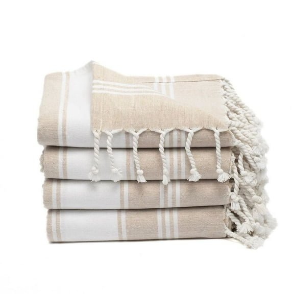 Top Cotton Cotton Turkish Beach Towel - 36” x 72”- Pack of 4 Large, Bathroom, Beach Essentials, Gym, Quick Dry for Shower, Lightweight Large Towels for All (Beige)
