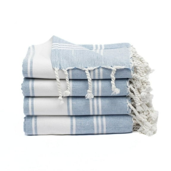 Top Cotton Cotton Turkish Beach Towel - 36” x 72”- Pack of 4 Large, Bathroom, Beach Essentials, Gym, Quick Dry for Shower, Lightweight Large Towels for All (Sky Blue)