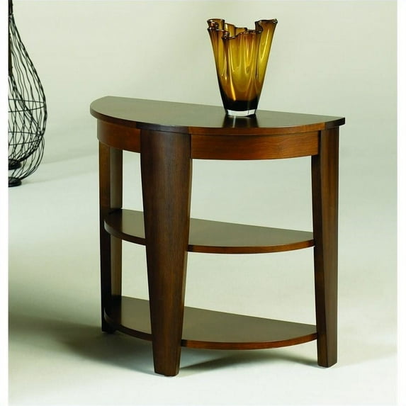 Hammary Oasis Demilune End Table in Cherry/Walnut