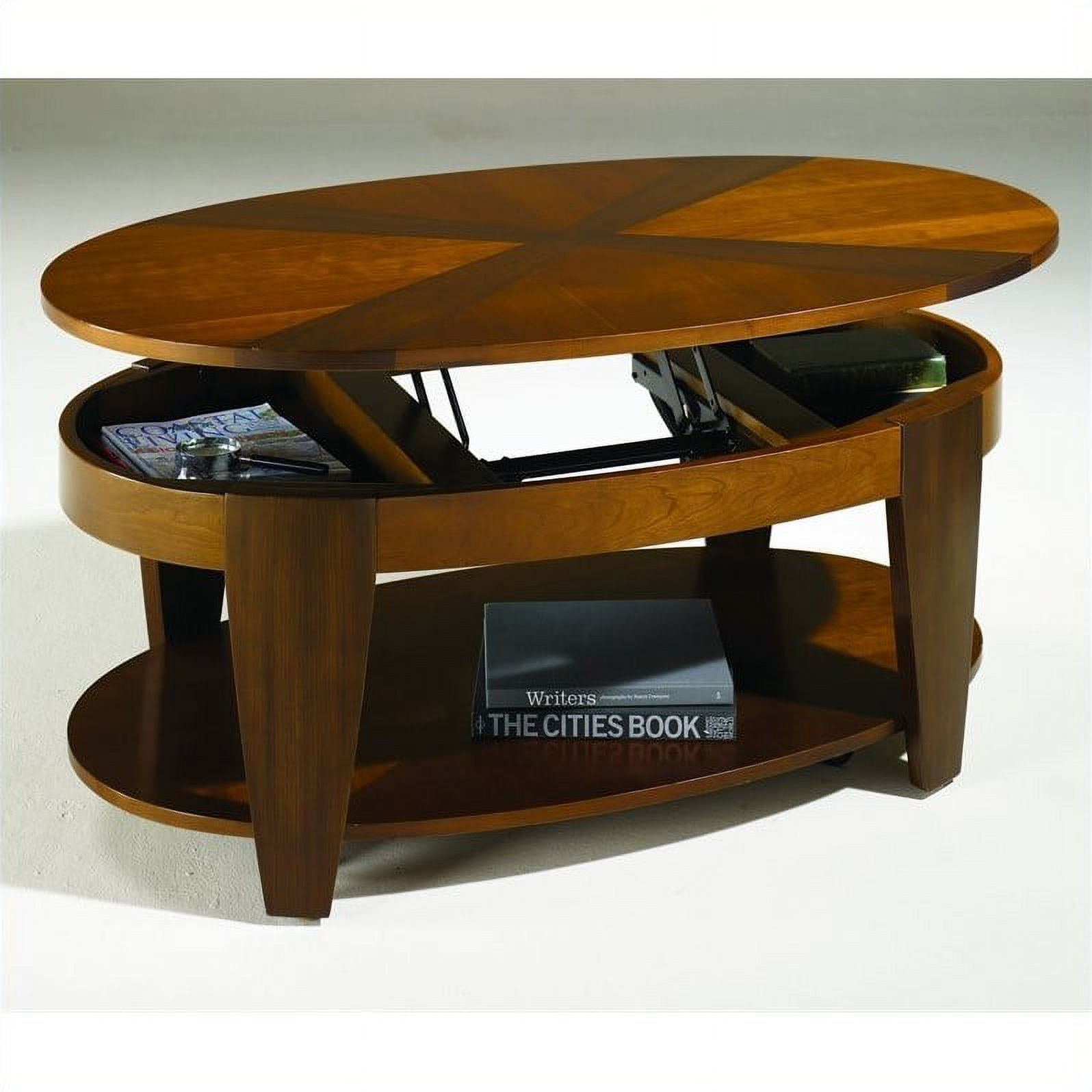 Hammary Oasis Oval Cocktail Table w/ LiftTop in Cherry/Walnut