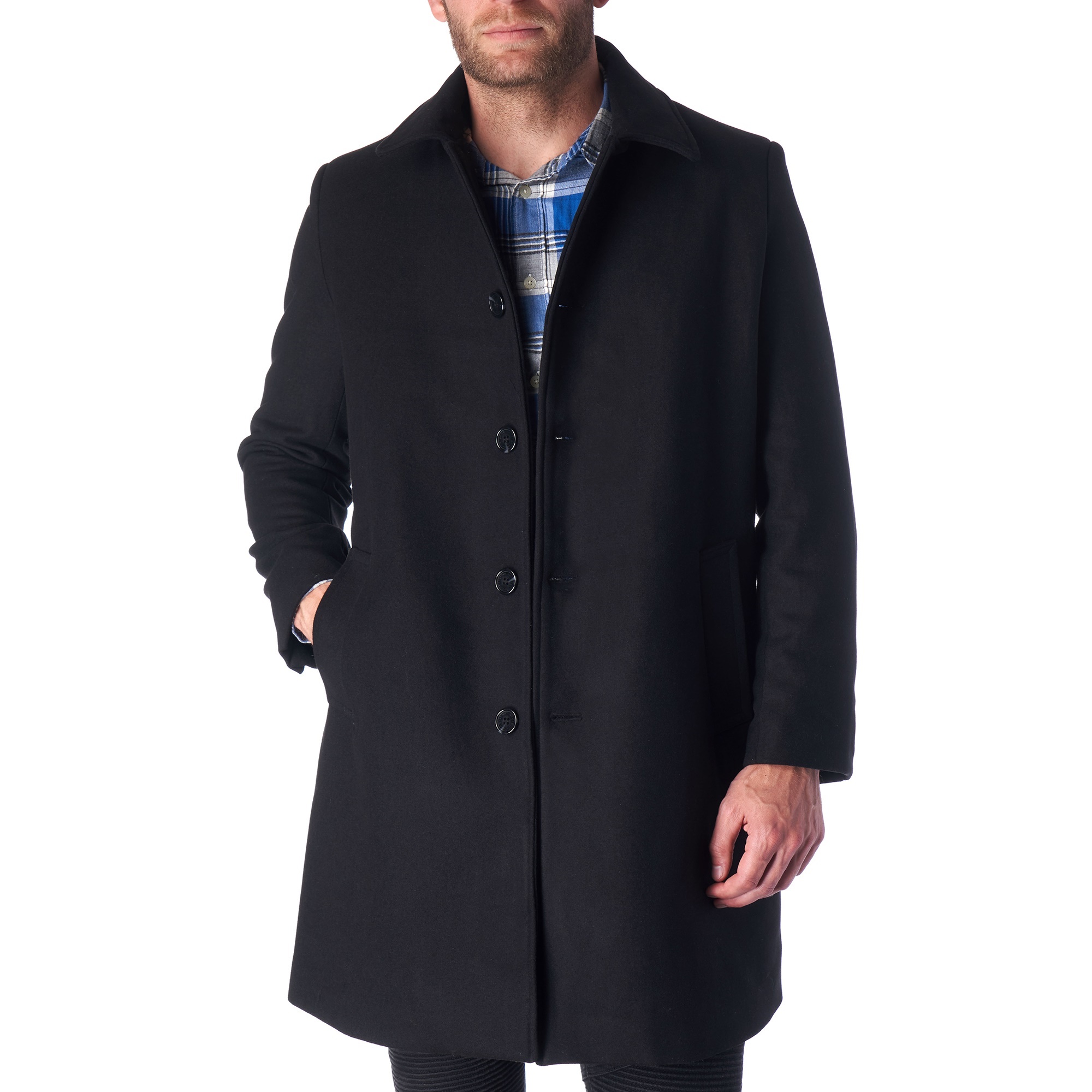 Hammer Anvil Mens Wool Blend Single Breasted Walking Coat Tailored Long Jacket - image 1 of 7