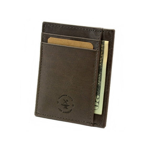 Hammer Anvil Minimalist Front Pocket Wallet RFID Blocking Thin Leather Card Case