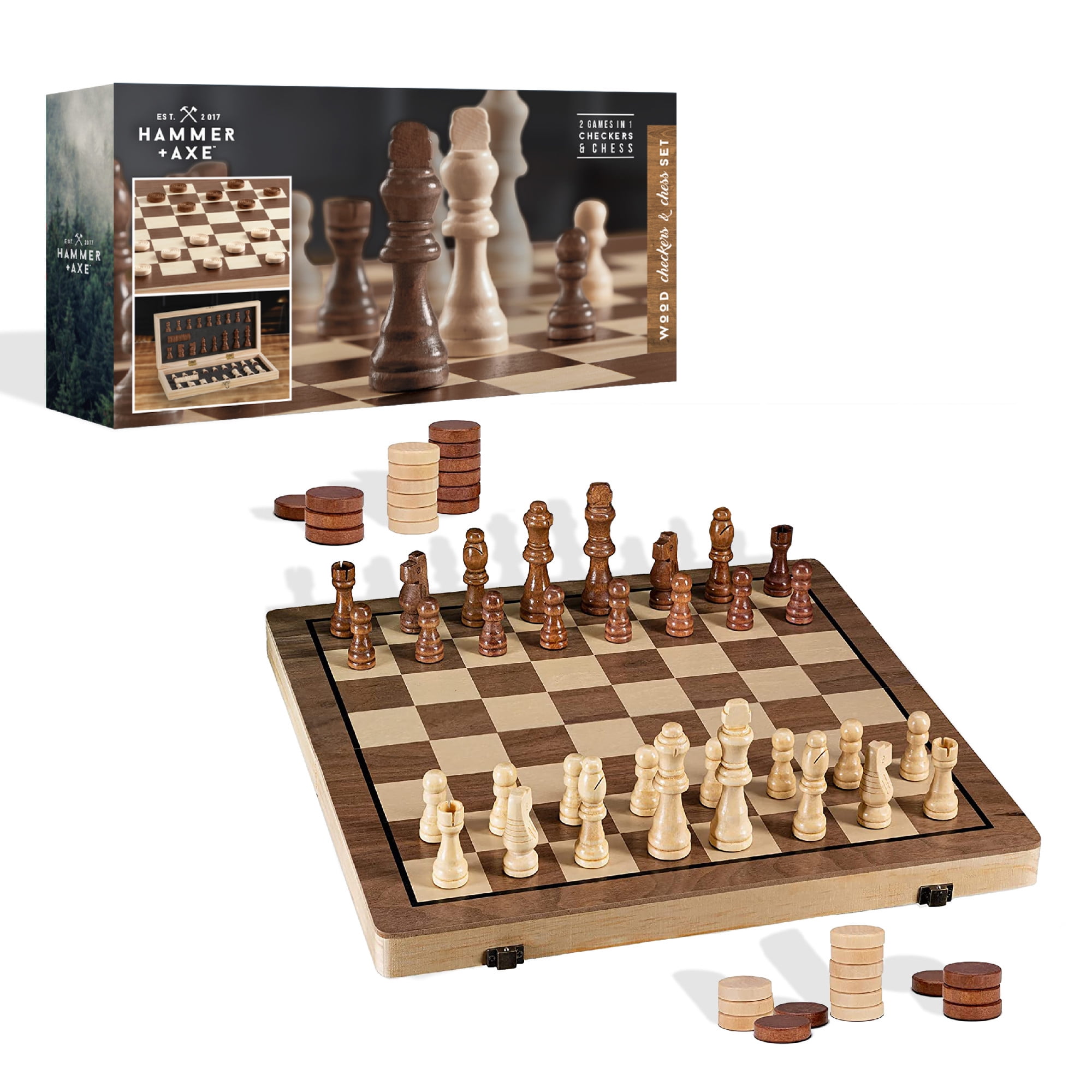 Hammer + Axe Checkers and Chess Set, 2 Games in 1