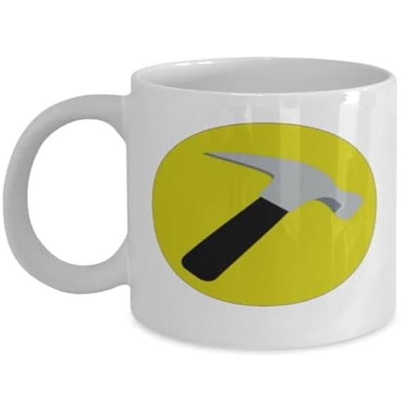Carpenter 11 oz Coffee Mug - Hammer Design White Ceramic Gift