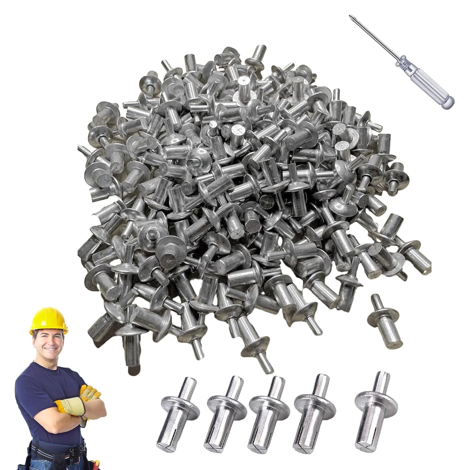 Hammer Drive Rivets,Aluminum Core Rivets with Round Head,Aluminum Blind