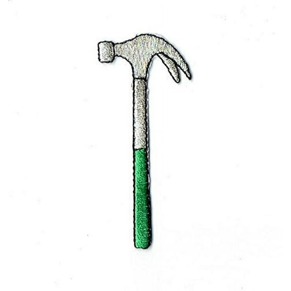 Hammer - Green/Silver - Tools - Iron on Applique/Embroidered Patch