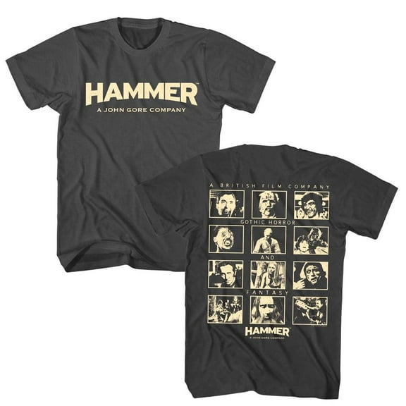 Hammer Horror Gothic Fantasy Films Men's T Shirt (Charcoal, AdultXL)