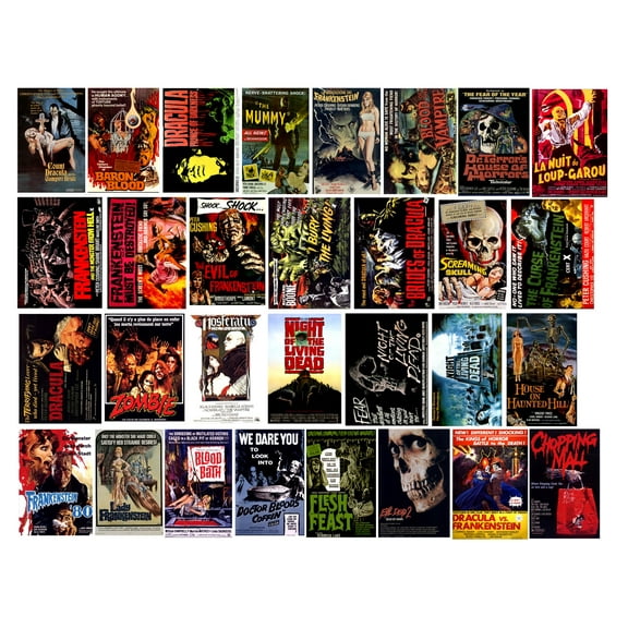 Hammer Horror Movie Poster Stickers - Set of 30 - Peter Cushing Christopher Lee