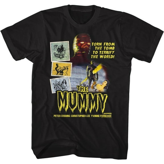 Hammer Horror The Mummy With Photographs Black T-Shirt