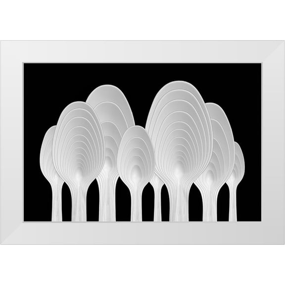 Hammer, Jacqueline 14x11 White Modern Wood Framed Museum Art Print Titled - Spoons Abstract-Tree Rings