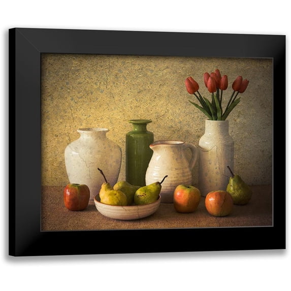 Hammer, Jacqueline 18x14 Black Modern Framed Museum Art Print Titled - Apples Pears And Tulips