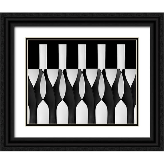Hammer, Jacqueline 24x19 Black Ornate Wood Framed with Double Matting Museum Art Print Titled - Spoons Abstract: Bottles Glasses Candles