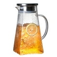 thumbnail image 1 of Hammer Pattern Glass Pitcher, 1.6L/56oz Clear Glass Pitcher with Stainless Steels Lid and Spout, Glass Water Pitcher for Iced Tea Beverage Juice Lemonade, 1 of 8