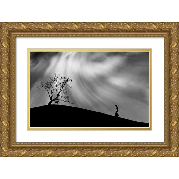 Hammer, Peter 14x10 Gold Ornate Wood Framed with Double Matting Museum Art Print Titled - Uphill Walk