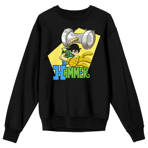Hammer Stud Hammer Hand Pose Crew Neck Long Sleeve Black Adult Sweatshirt-Large
