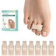 thumbnail image 1 of Hammer Toe Straightener - 8 Pack Broken Toe Wraps - Hammer Toe Corrector for Women - Toe Splints for Crooked Toes, Curled Toes, Bent Toes - (Large, Beige), 1 of 8